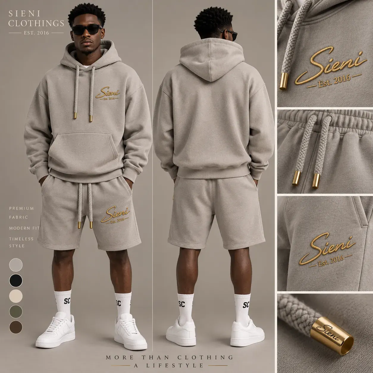 Hoodie & Shorts Set in Heather Grey