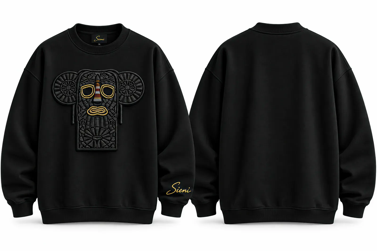 Heritage Mask Crewneck in Black